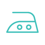 Iron symbol with two circles indicating you can iron this garment at medium temperatures